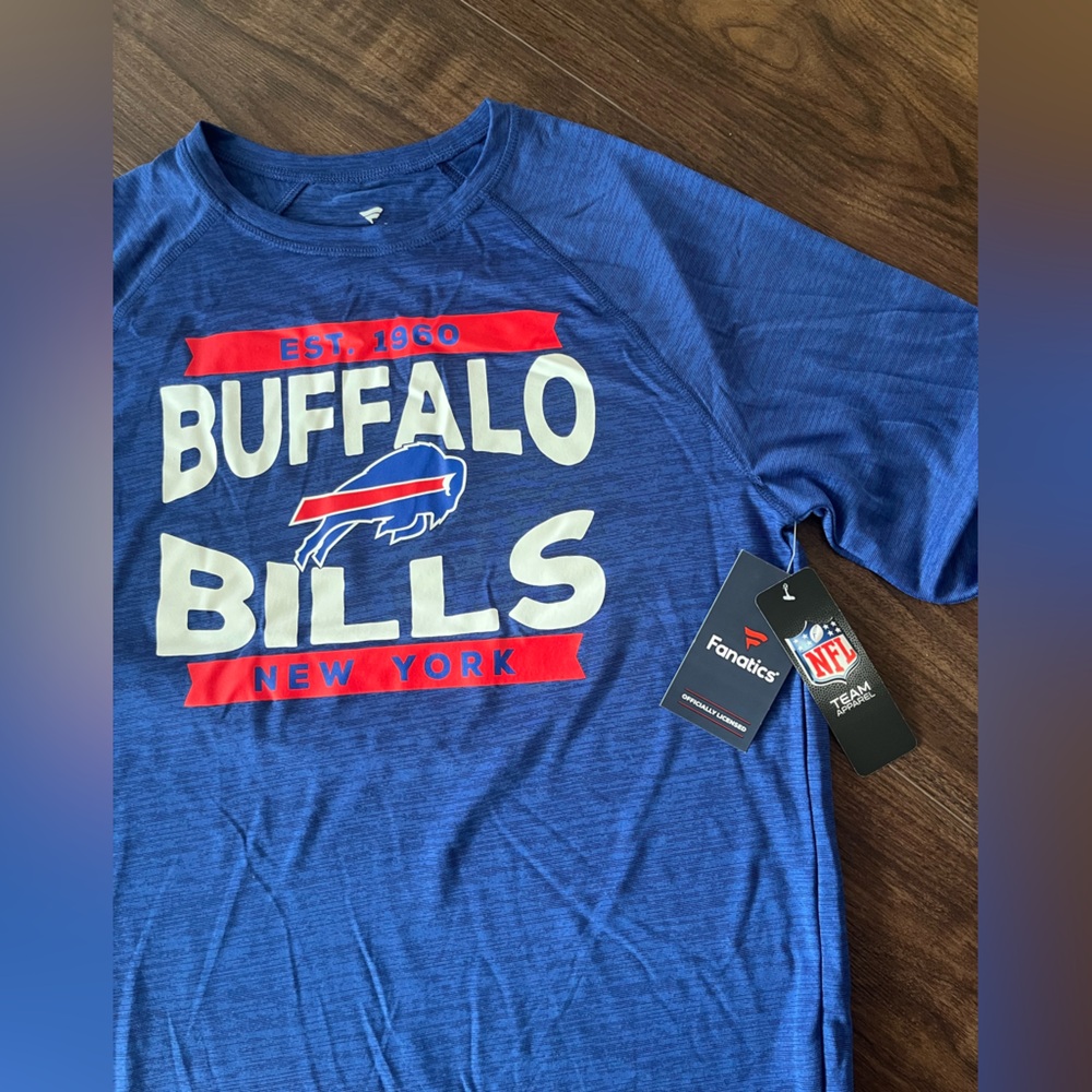 Fanatics Blue Buffalo Bills Tee with Red and White Accents